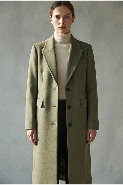 Dámský Khaki Dlouhý Elegantní Kabát Velikost EU 38