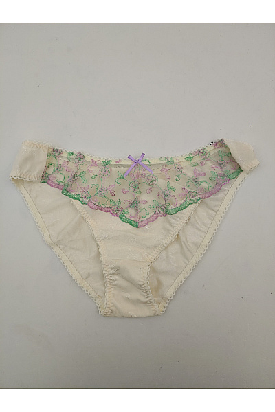 Elie pour Elle Béžové dámské krajkové kalhotky s výšivkou Vel. 2XL | Elie pour Elle | obrázek 2