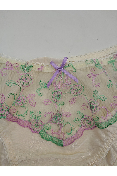 Elie pour Elle Béžové dámské krajkové kalhotky s výšivkou Vel. 2XL | Elie pour Elle | obrázek 3