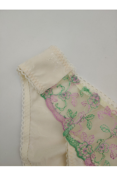 Elie pour Elle Béžové dámské krajkové kalhotky s výšivkou Vel. 2XL | Elie pour Elle | obrázek 4