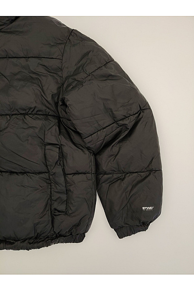 PULL&BEAR Černá prošívaná zimní puffer bunda s kapucí Velikost EU M | PULL&BEAR | obrázek 3