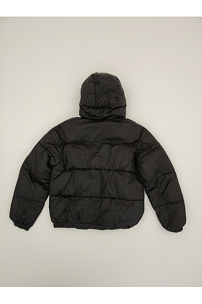 PULL&BEAR Černá prošívaná zimní puffer bunda s kapucí Velikost EU M | PULL&BEAR | obrázek 5