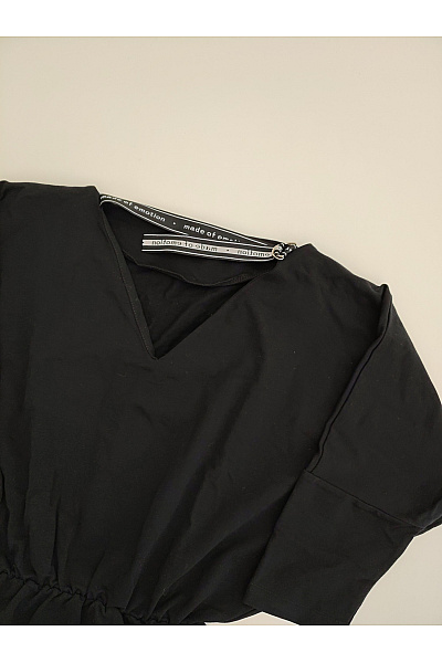 Černé bavlněné mikinové šaty s krátkým rukávem Velikost M | Unimoda | obrázek 2