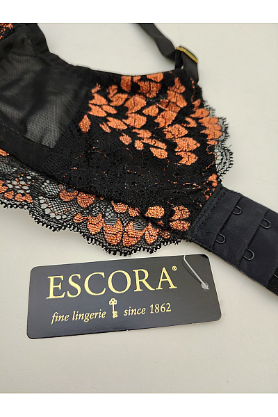 ESCORA Černá krajková push up podprsenka s ozdobnými ramínky Velikost 80E | ESCORA | obrázek 10