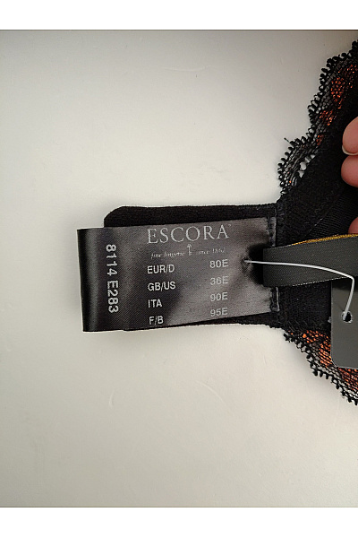 ESCORA Černá krajková push up podprsenka s ozdobnými ramínky Velikost 80E | ESCORA | obrázek 12