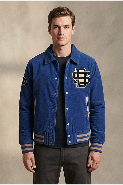 SUPERDRY Pánská Modrá Manšestrová Baseballová Bunda