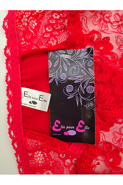 Elie pour Elle Červené luxusní krajkové tanga Velikost L | Elie pour Elle | obrázek 7