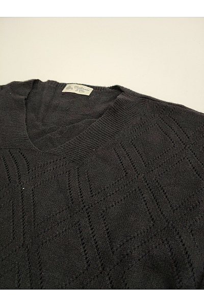 MADE IN ITALY Černý pletený pulovr s výstřihem do V Velikost L | MADE IN ITALY | obrázek 3