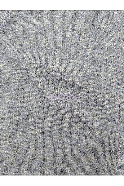 Hugo Boss Pánský vlněný pulovr s výstřihem do V modrý basic Velikost M | Hugo Boss | obrázek 4
