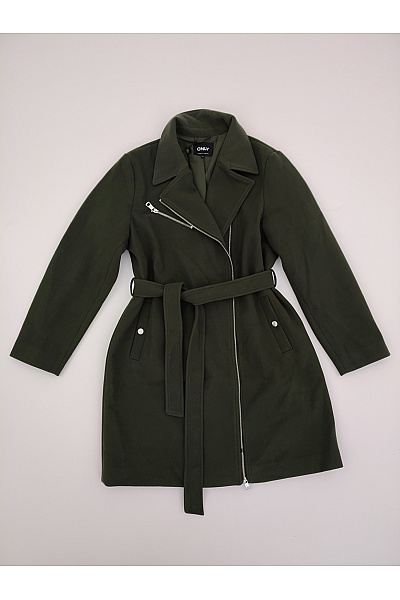 ONLY Dámský khaki kabát na zip s páskem zavinovací podzimní Vel. XL | ONLY | obrázek 2