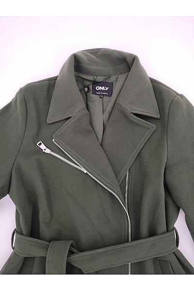 ONLY Dámský khaki kabát na zip s páskem zavinovací podzimní Vel. XL | ONLY | obrázek 4