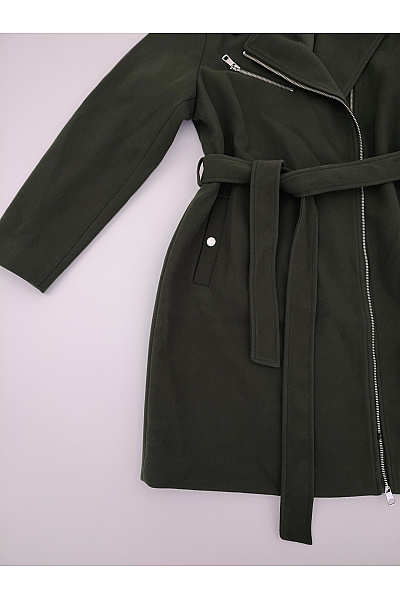 ONLY Dámský khaki kabát na zip s páskem zavinovací podzimní Vel. XL | ONLY | obrázek 5