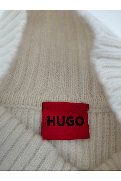 Hugo Boss Béžový pletený žebrovaný pulovr s balonovými rukávy a stojáčkem Vel. M | Hugo Boss | obrázek 6