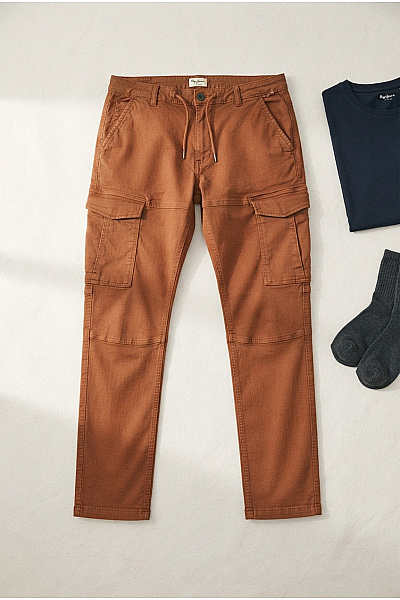 Pepe Jeans Pánské Bavlněné Cargo Kalhoty S Kapsami Na Stehnech Velikost 33/32
