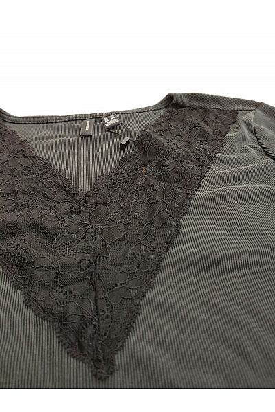 VERO MODA Dámské černé tričko s dlouhým rukávem a krajkovým výstřihem Vel. EU XS | VERO MODA | obrázek 5