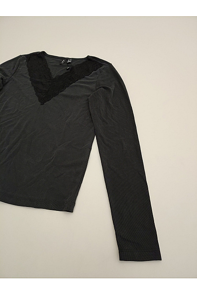 VERO MODA Dámské černé tričko s dlouhým rukávem a krajkovým výstřihem Vel. EU XS | VERO MODA | obrázek 6