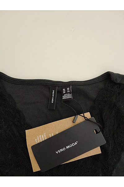 VERO MODA Dámské černé tričko s dlouhým rukávem a krajkovým výstřihem Vel. EU XS | VERO MODA | obrázek 7