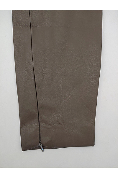 MANGO Khaki koženkové úzké kalhoty s vysokým pasem Vel. EU S | MANGO | obrázek 3