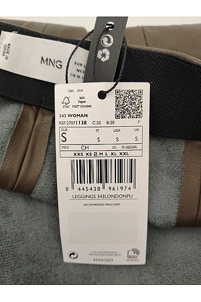 MANGO Khaki koženkové úzké kalhoty s vysokým pasem Vel. EU S | MANGO | obrázek 8