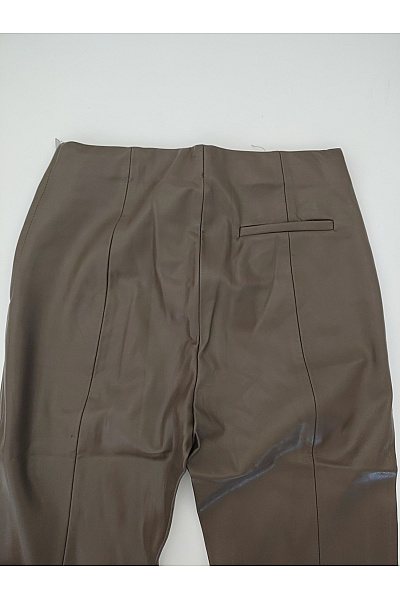 MANGO Khaki koženkové úzké kalhoty s vysokým pasem Vel. EU S | MANGO | obrázek 10