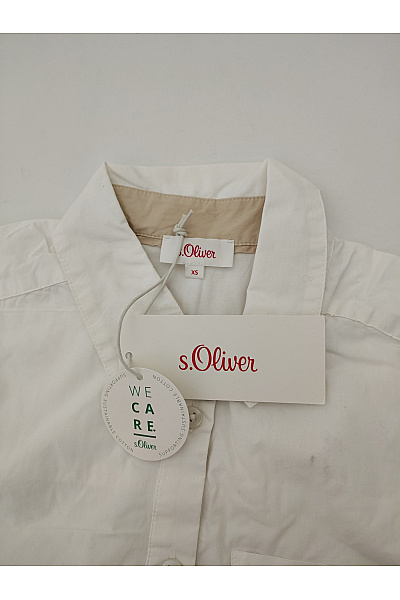 S.OLIVER Bílá bavlněná košilová halenka s dlouhým rukávem oversize Velikost XS | s.OLIVER | obrázek 6
