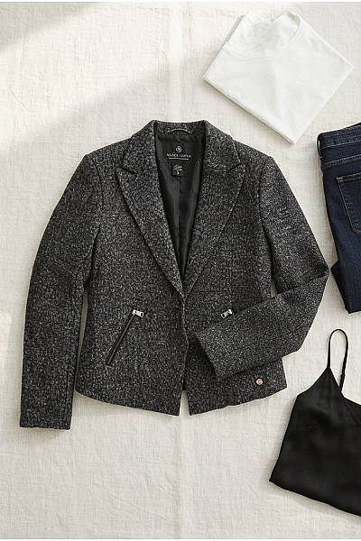 MAISON SCOTCH Šedé Vlněné Sako Na Zip Elegantní Vypasované Velikost 4