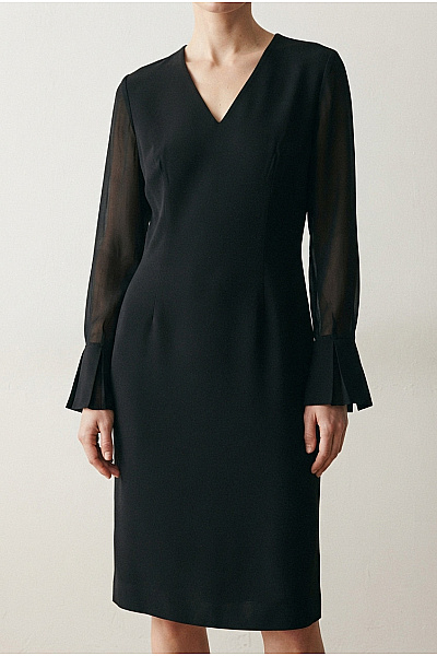 Stylove Černé Elegantní Pouzdrové šaty S Dlouhým Rukávem Vel. L