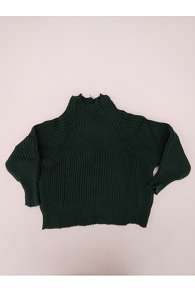 Dámský vlněný pulovr se stojáčkem zelený Vel. XL | Unimoda | obrázek 2