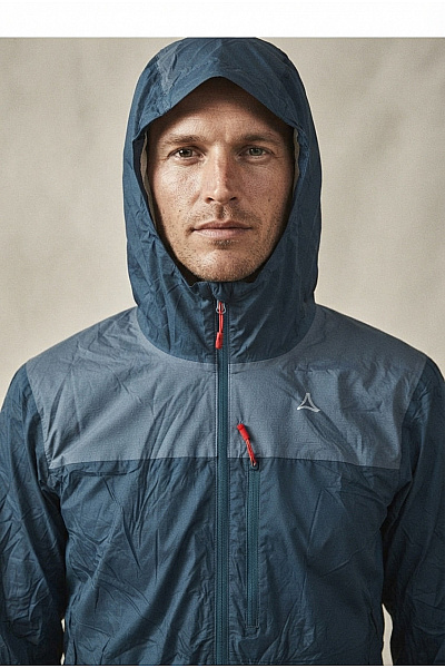 SCHOFFEL Modrá Pánská Sportovní Větrová Bunda S Kapucí Na Běhání A Turistiku Vel. DE 54