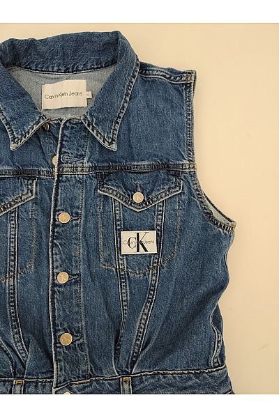 Calvin Klein Modré džínové košilové mini šaty bavlněné Vel. S | Calvin Klein | obrázek 4