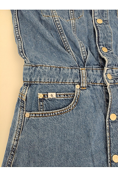 Calvin Klein Modré džínové košilové mini šaty bavlněné Vel. S | Calvin Klein | obrázek 6