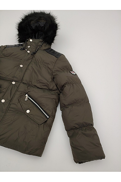 Geographical Norway Pánská khaki prošívaná zimní bunda s kapucí a kožíškem Vel. EU S | Geographical Norway | obrázek 3