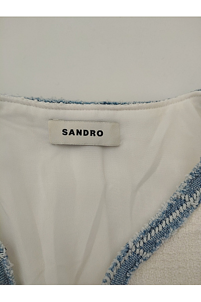 sandro Bílé elegantní mini šaty s kapsami a dlouhým rukávem Velikost 38 | sandro | obrázek 8