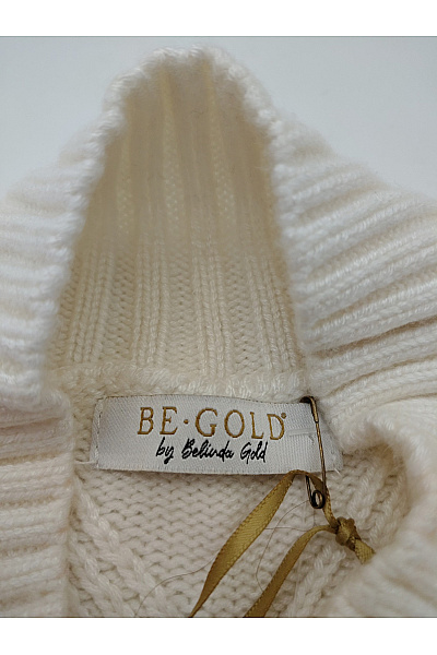 Belinda Gold Béžový pletený pulovr se stojáčkem oversized Vel. EU 48 | Belinda Gold | obrázek 4