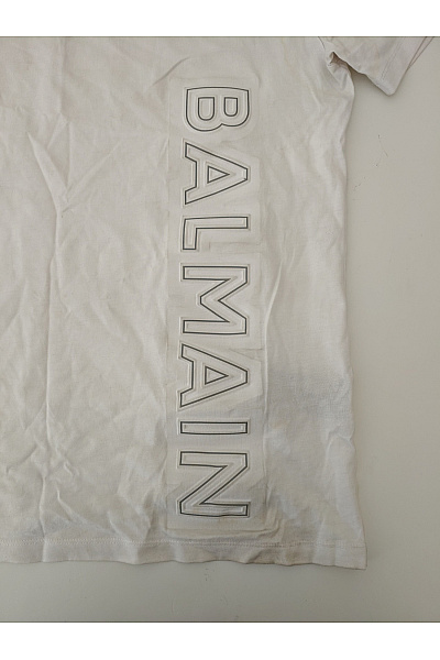 Balmain Bílé bavlněné pánské tričko s krátkým rukávem a nápisem Vel. L | Balmain | obrázek 3