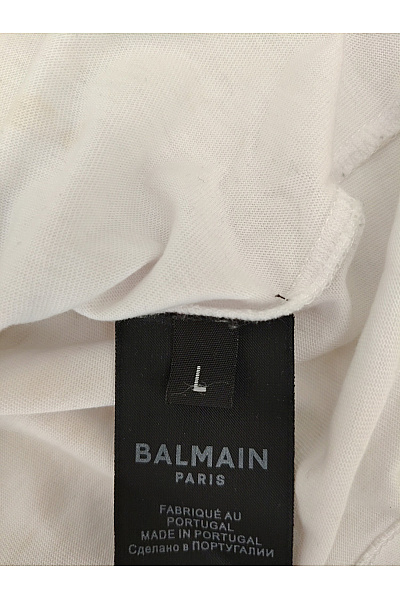 Balmain Bílé bavlněné pánské tričko s krátkým rukávem a nápisem Vel. L | Balmain | obrázek 6