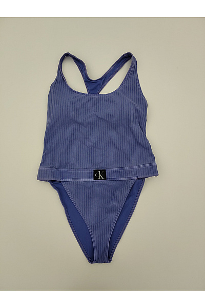 Calvin Klein Modré jednodílné žebrované plavky s vykrojenými zády Vel. L | Calvin Klein | obrázek 2