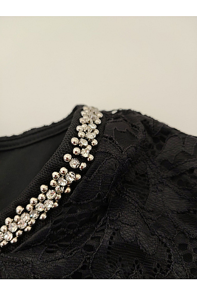 COUTURE LINE Černé krajkové koktejlové šaty do áčka Velikost DE 50 | COUTURE LINE | obrázek 4