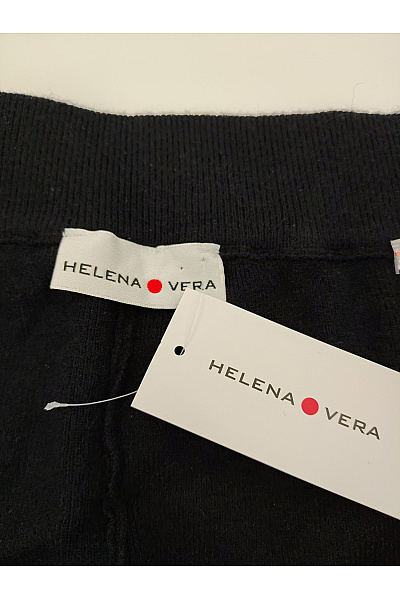 HELENA VERA Černé úpletové široké kalhoty s lampasem Velikost DE 48 | HELENA VERA | obrázek 5
