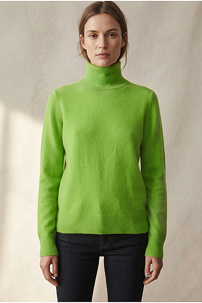 ABSOLUT CASHMERE Dámský Kašmírový Rolák Zelený Velikost XS