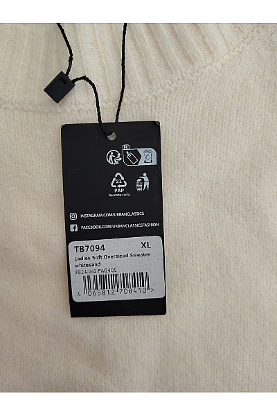 URBAN CLASSICS Béžový oversized pletený pulovr Velikost XL | URBAN CLASSICS | obrázek 5