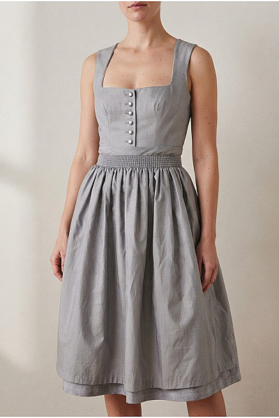 HEIMATLIEBE Šedé Lněné Dirndl šaty Midi Velikost DE 44