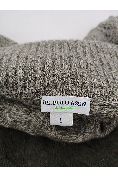 U.S.POLO ASSN. Pánský vlněný rolák khaki pruhovaný copánkový zimní Velikost US L | U.S.POLO ASSN. | obrázek 6