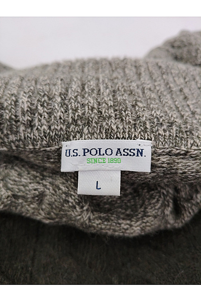 U.S.POLO ASSN. Pánský vlněný rolák khaki pruhovaný copánkový zimní Velikost US L | U.S.POLO ASSN. | obrázek 7