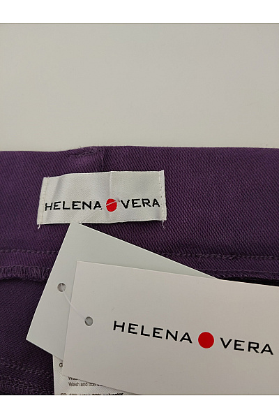 HELENA VERA Fialové bavlněné rovné kalhoty s kapsami Vel. DE 48/50 | HELENA VERA | obrázek 3