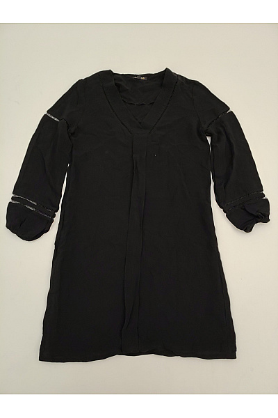 Massimo Dutti Černé Jednoduché šaty S Dlouhým Rukávem Vel. 36