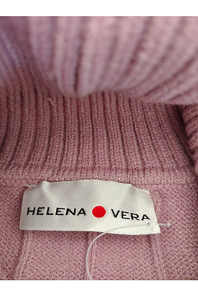 HELENA VERA Růžový pletený dámský rolák s copánkovým vzorem a nabíranými rukávy Velikost DE 50 | HELENA VERA | obrázek 4