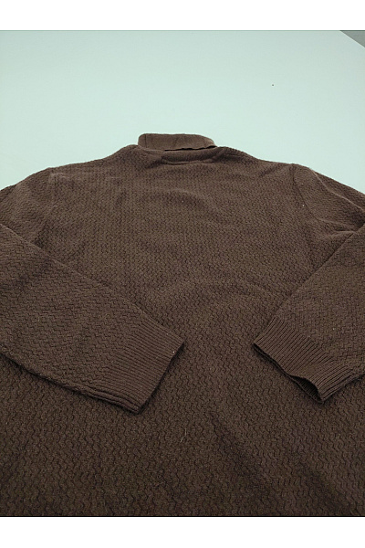 Savile Row Company Pánský hnědý vlněný rolák pletený pulovr Vel. M | Savile Row Company | obrázek 4