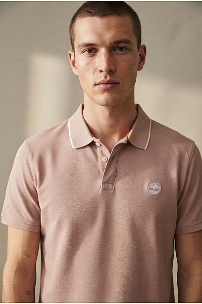Timberland Béžové Bavlněné Polo Tričko S Krátkým Rukávem Vel. XL