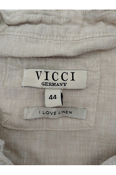 VICCI Béžové lněné košilové šaty s dlouhým rukávem Vel. DE 44 | VICCI | obrázek 6